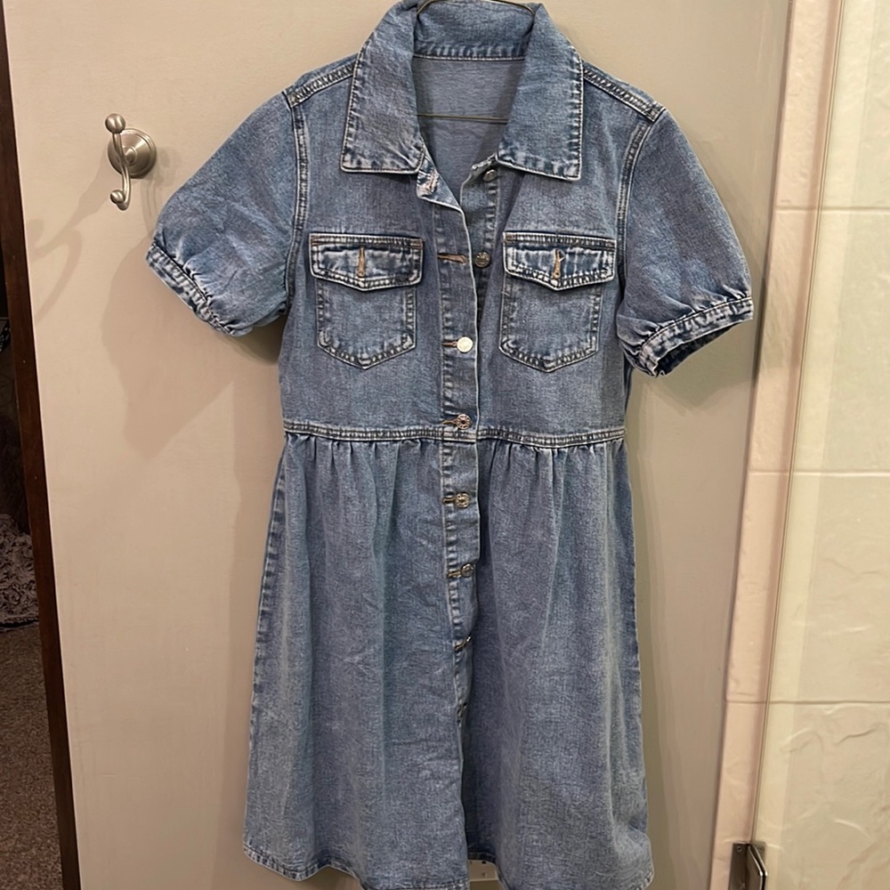 Denim button down dress
